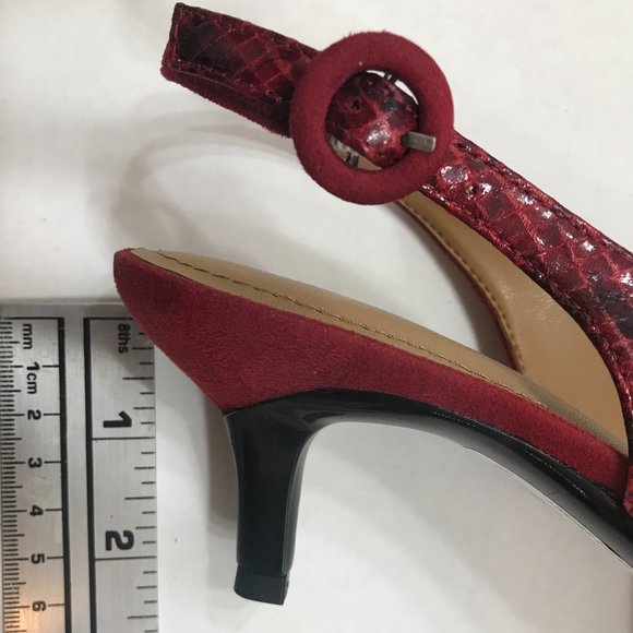 J.Renee’ Snake Print & Suede Fabric Low Pointy Sling Back - Picture 4 of 7